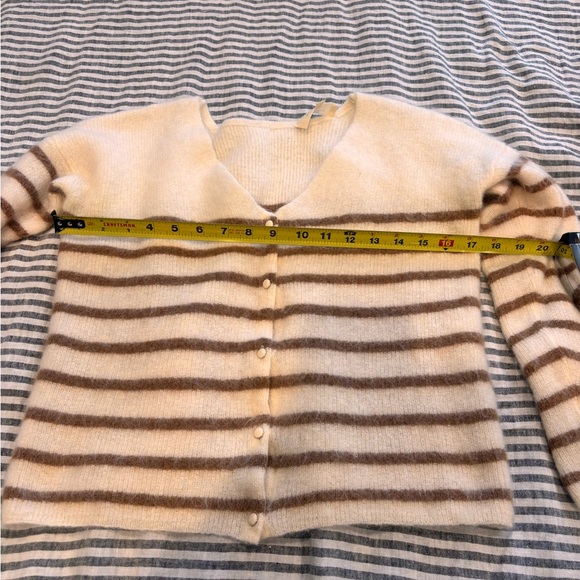Sezane White and Brown Striped Cardigan - Picture 3 of 4